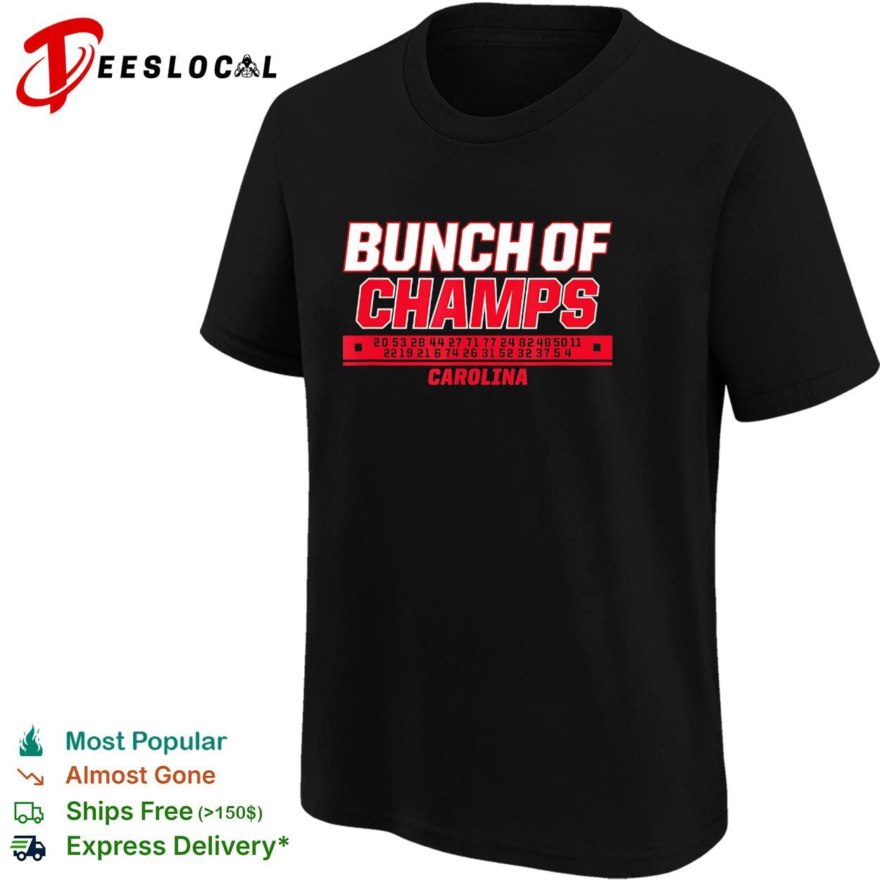 Bunch of champs roster numbers Carolina Hurricanes hockey graphic shirt