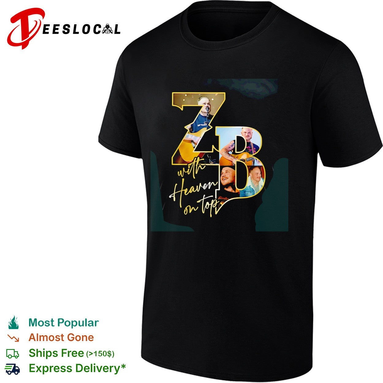 Zach Bryan ZB initials with Heaven on Top fan photo collage portrait shirt