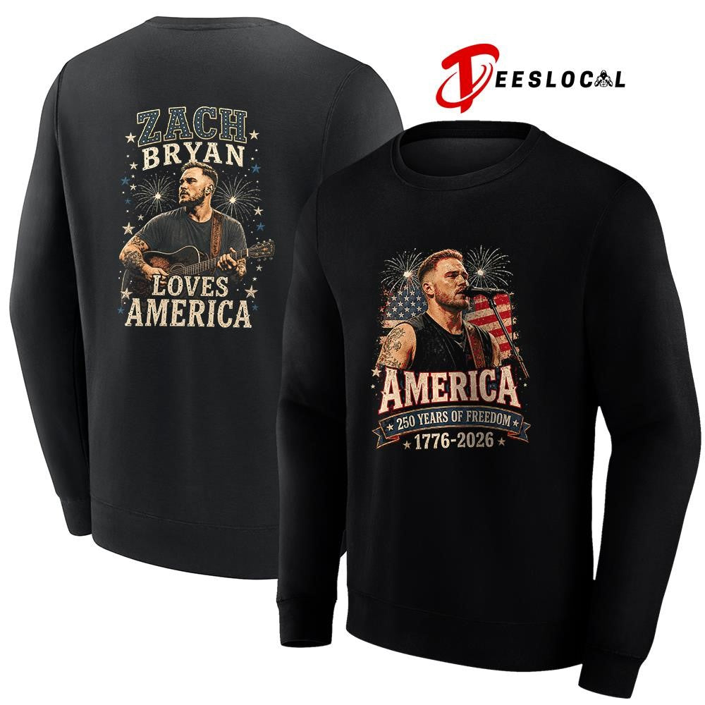 Zack Bryan America celebrating freedom 4th of July loves America shirt