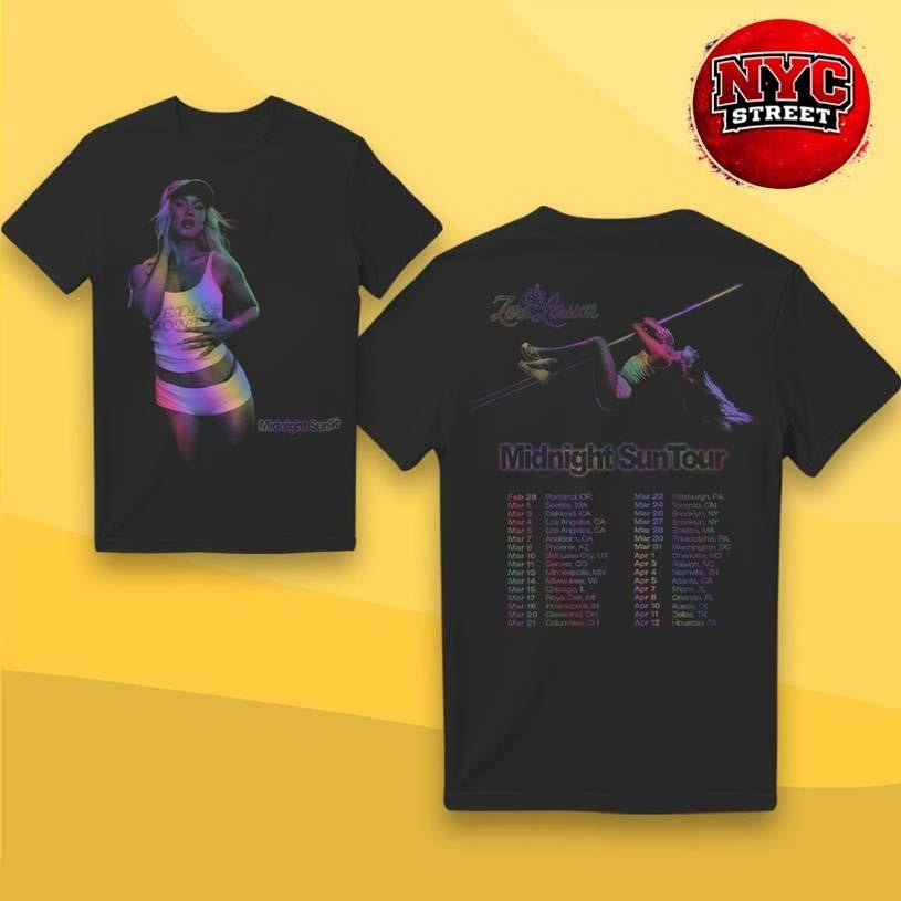 Zara Larsson Midnight Sun Tour 2026 Two Sided Shirt