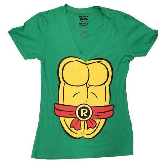 Teenage Mutant Ninja Turtles Raphael Costume With Mask Junior V Neck T-Shirt