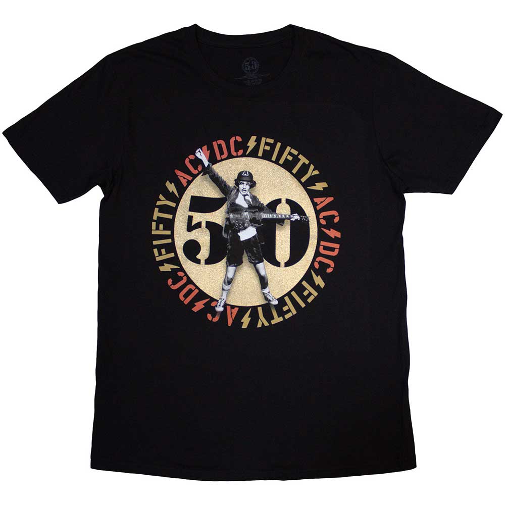 AC/DC Gold Emblem T Shirt Black
