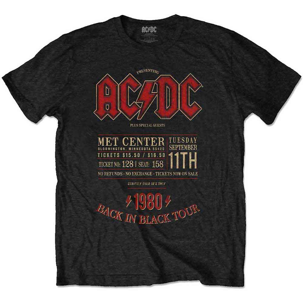 AC/DC Minnesota '80 Mens T Shirt Black