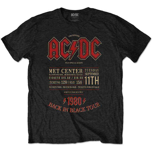 AC/DC Minnesota '80 Mens T Shirt Black