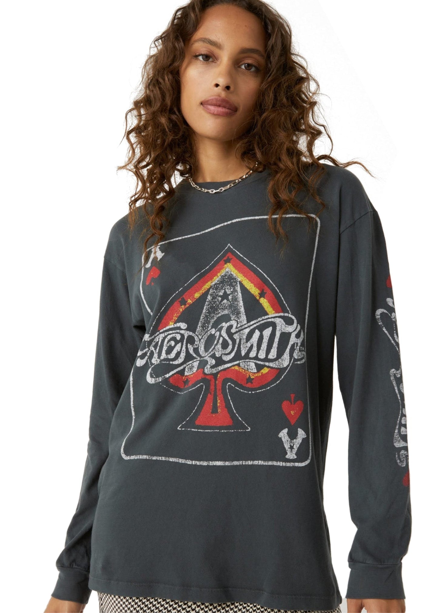 Aerosmith Ace Of Spades Oversized Long Sleeve Band Womens Shirt by Daydreamer LA