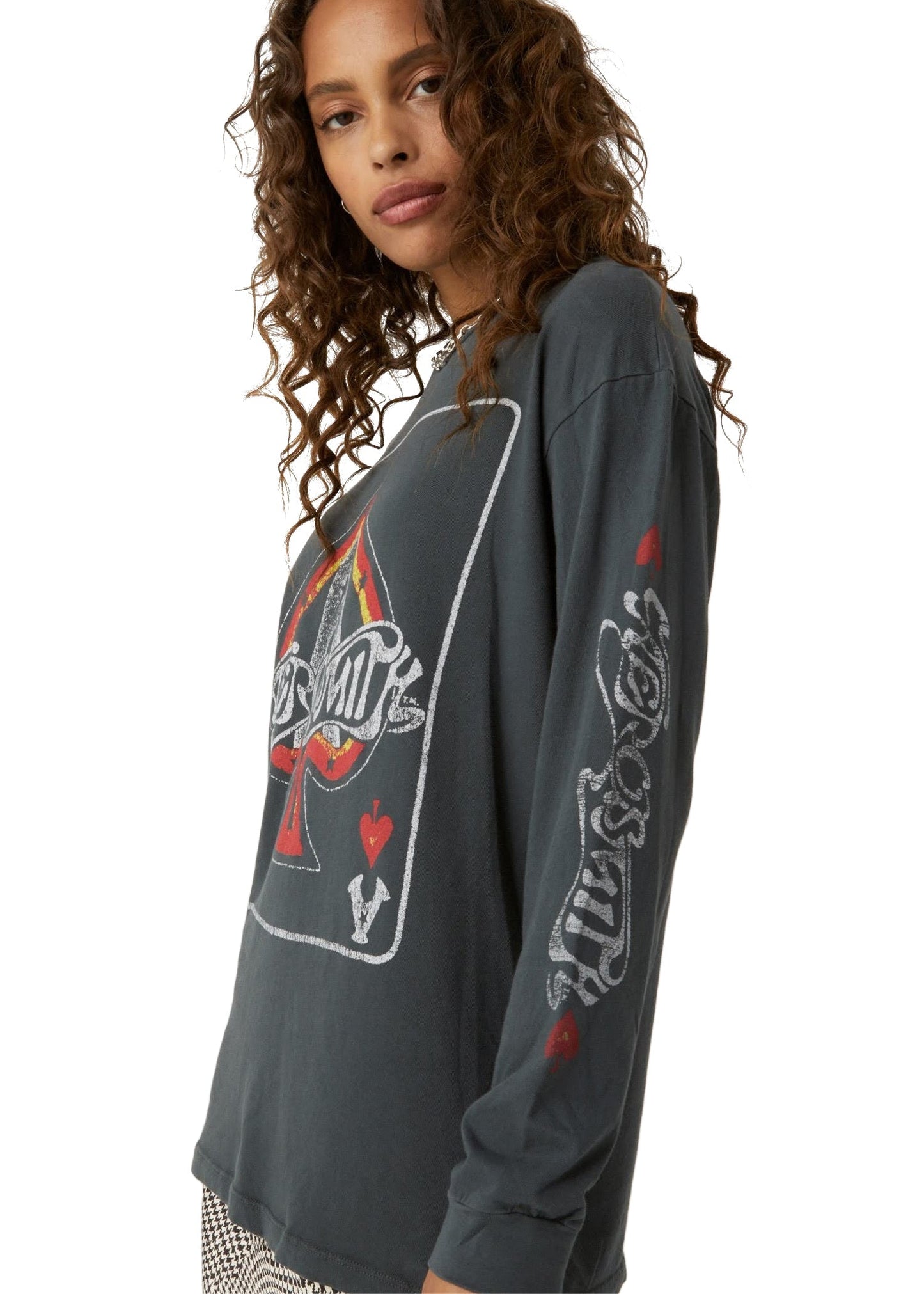 Aerosmith Ace Of Spades Oversized Long Sleeve Band Womens Shirt by Daydreamer LA