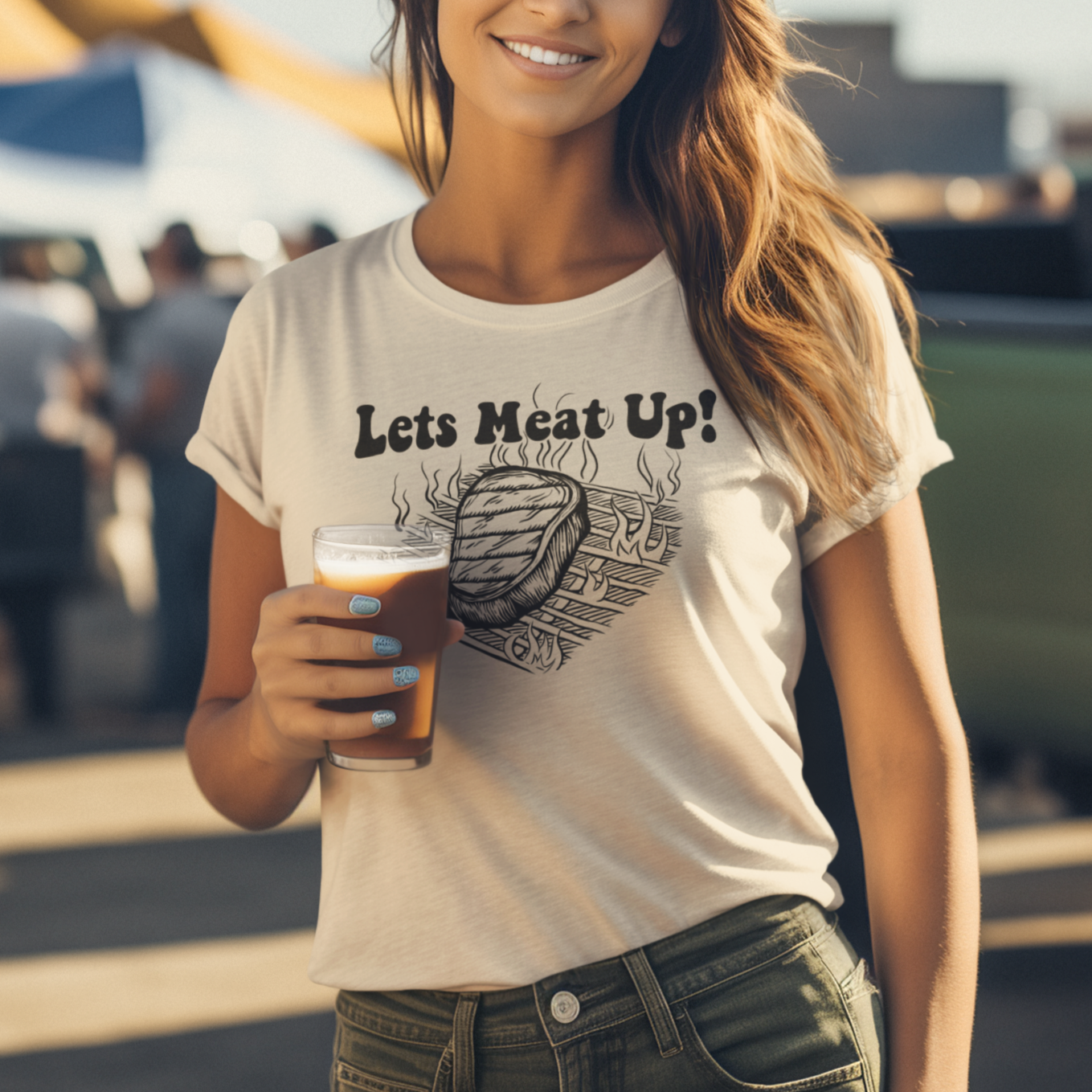 Let's Meat Up Funny Grilling Shirt Steak Tee
