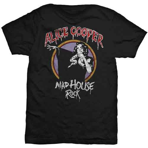 Alice Cooper  Mad House Rock T Shirt Black