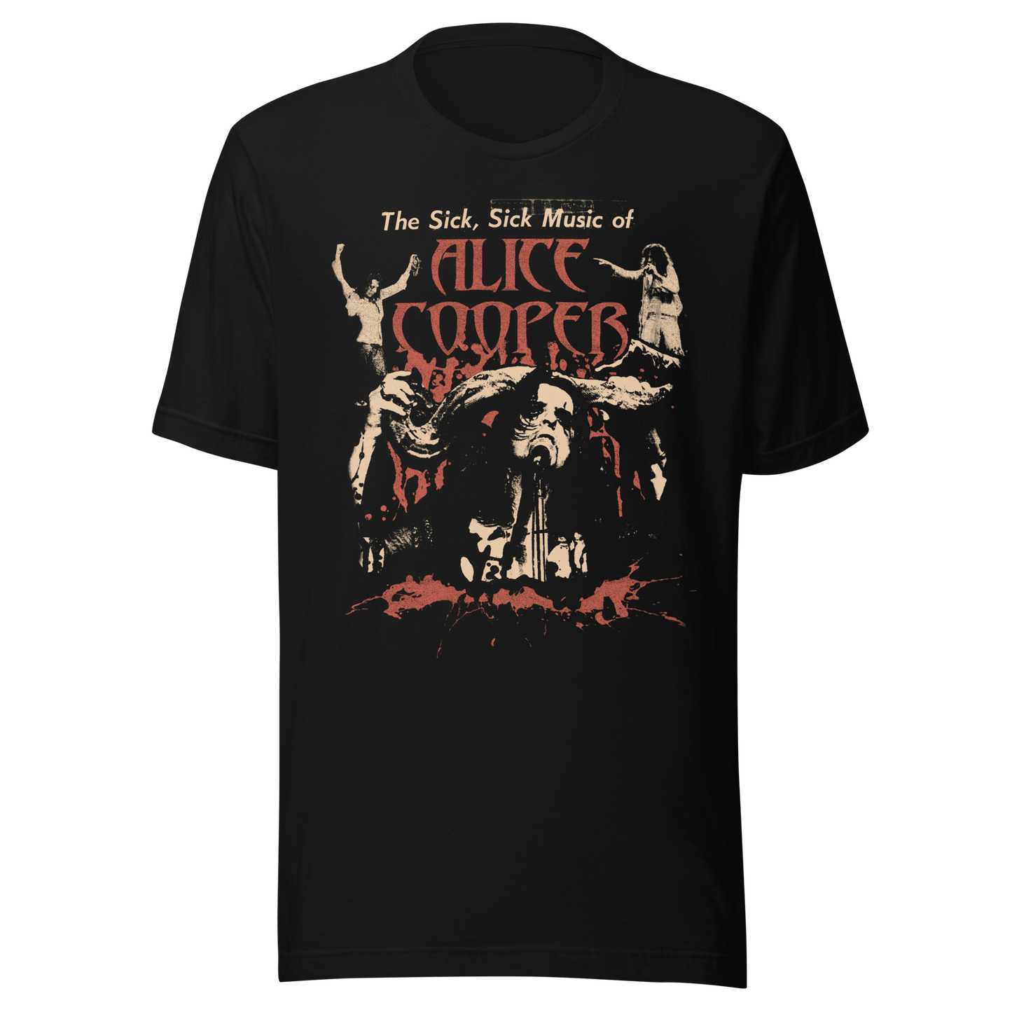 Alice Cooper Sick Sick Jumbo Print Mens T Shirt Black