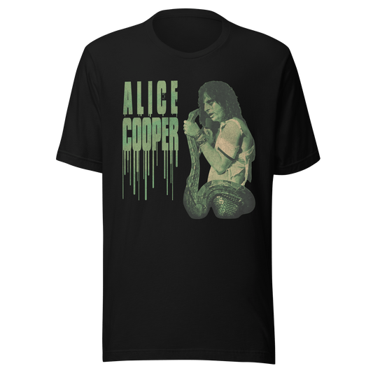 Alice Cooper Vintage 1986 Snake Drip Jumbo Print Mens T Shirt Black