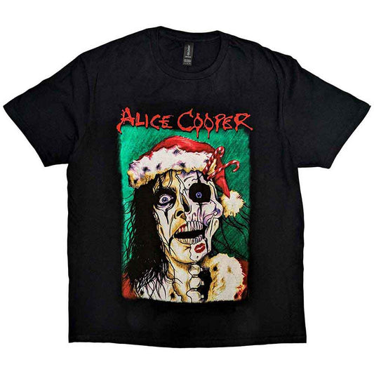 Alice Cooper Xmas Card Mens T Shirt Black
