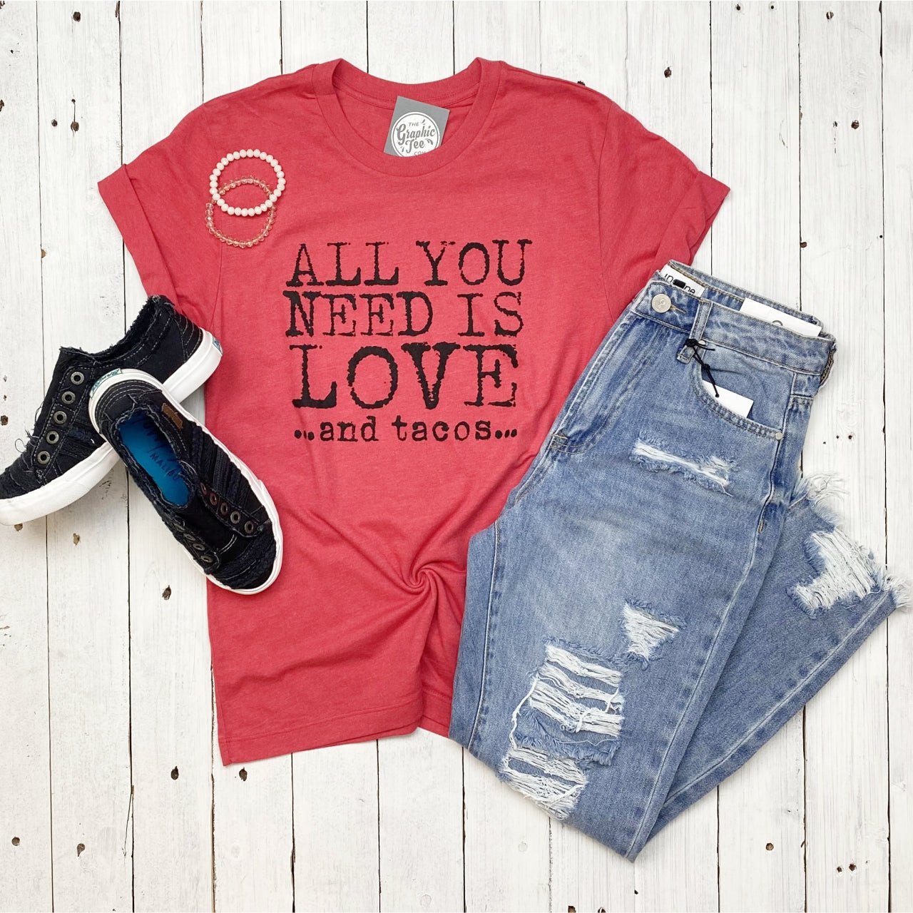 All You Need Is Love and Tacos Unisex Tee Shirt
