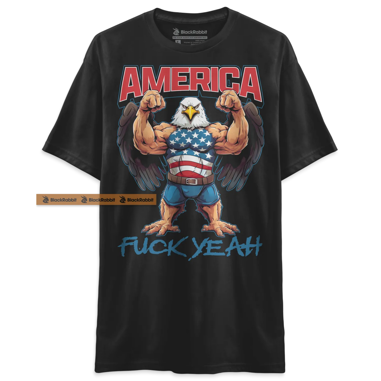 America Fuck Yeah Badass Buff Bald Eagle Ripped Flexing Macho Retro 4th of July Patriotic Unisex Classic T-Shirt