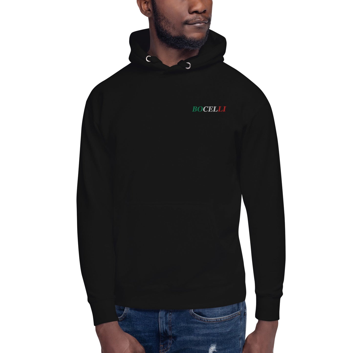 Andrea Bocelli Embroidered Mens Hoodie Black - clothing by TeeHivey.com (Image 2)