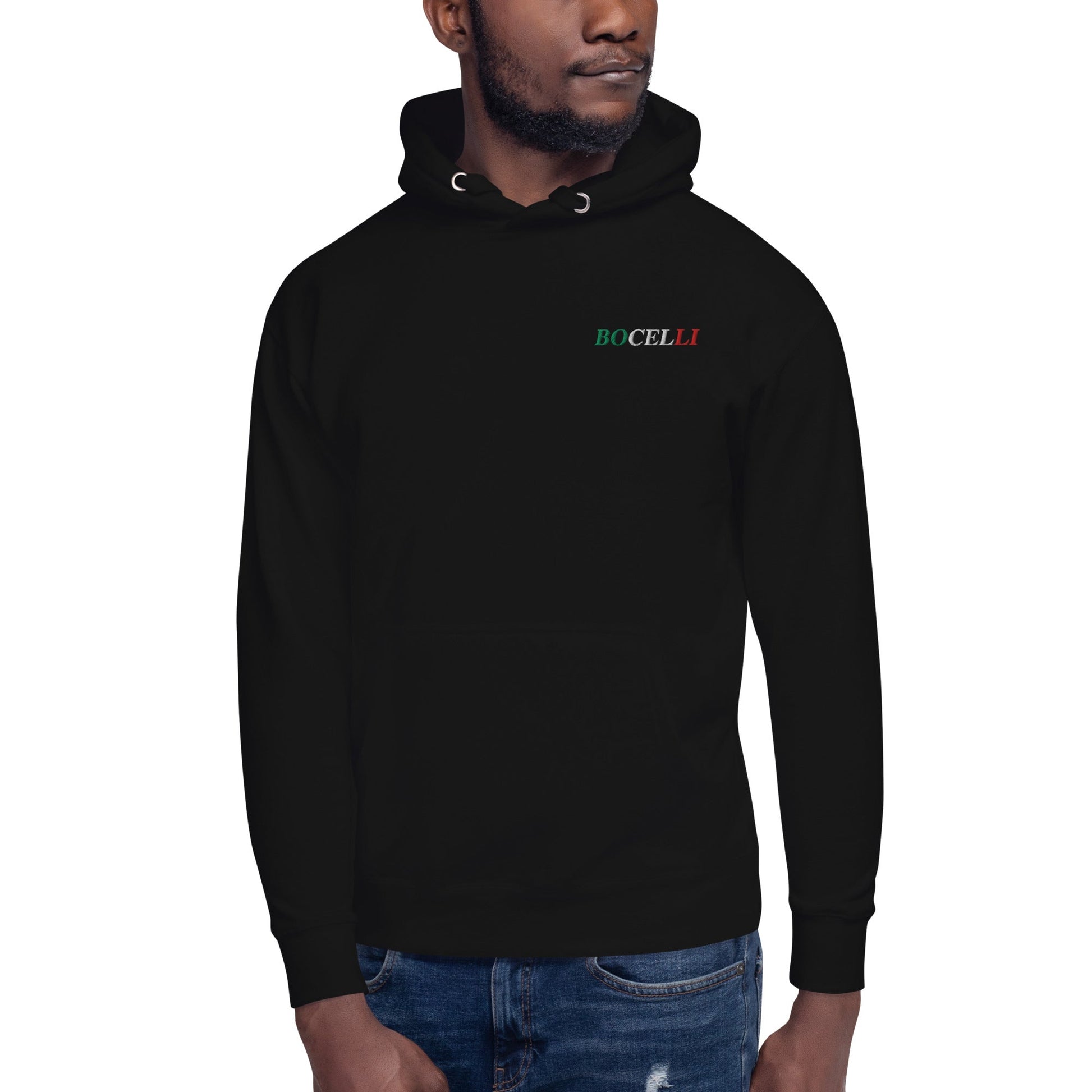 Andrea Bocelli Embroidered Mens Hoodie Black - clothing by TeeHivey.com (Image 2)