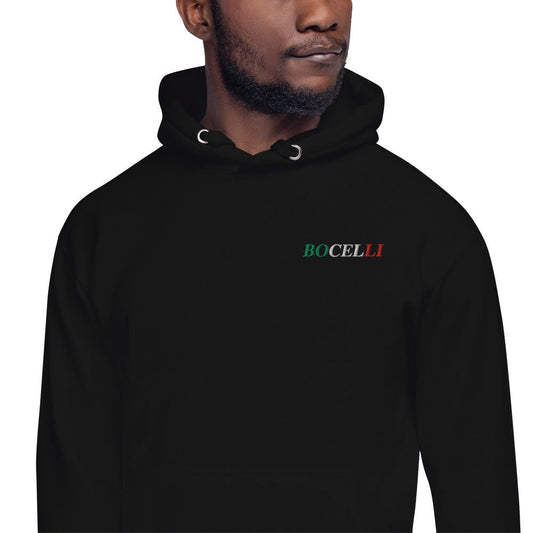 Andrea Bocelli Embroidered Mens Hoodie Black - clothing by TeeHivey.com (Image 1)