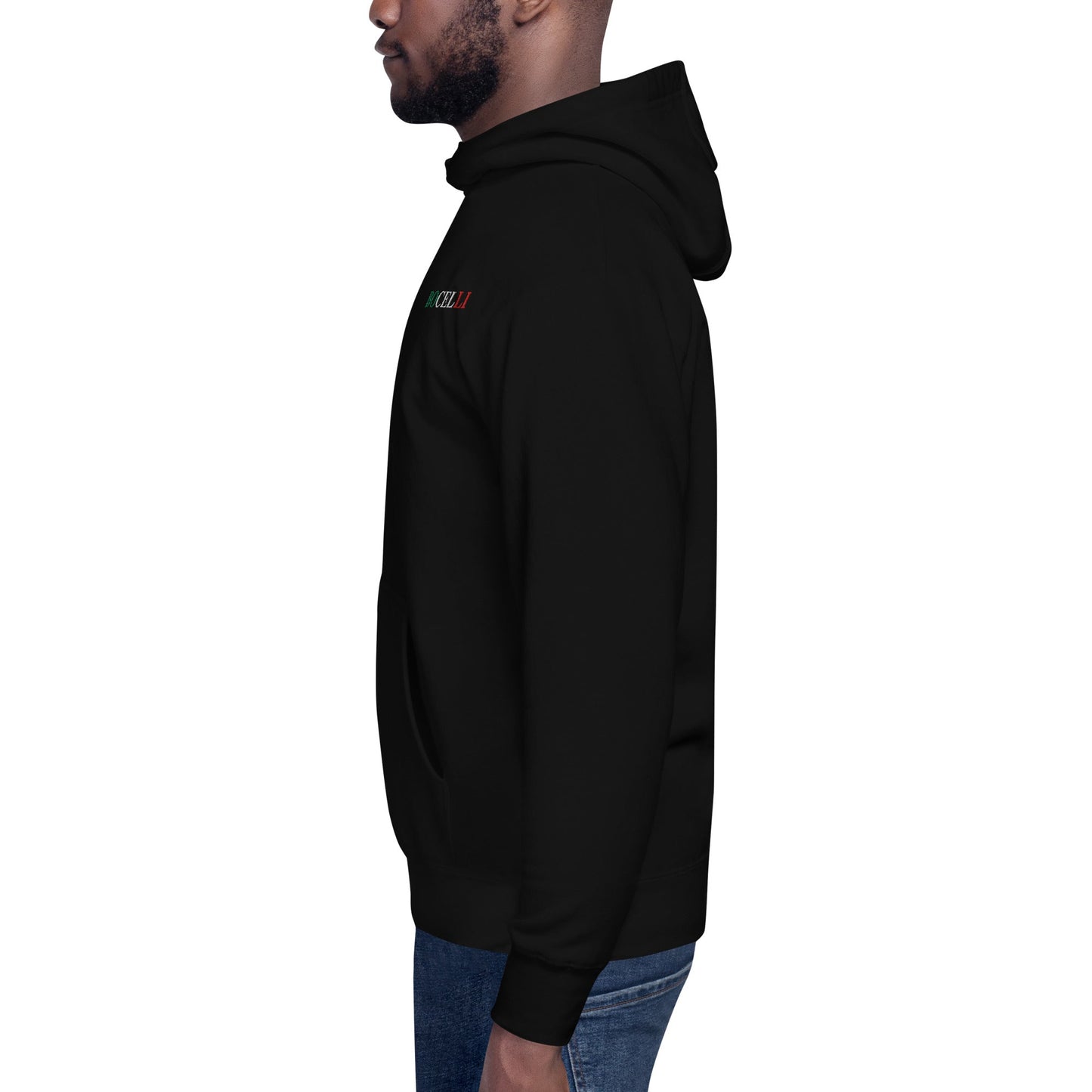 Andrea Bocelli Embroidered Mens Hoodie Black - clothing by TeeHivey.com (Image 3)
