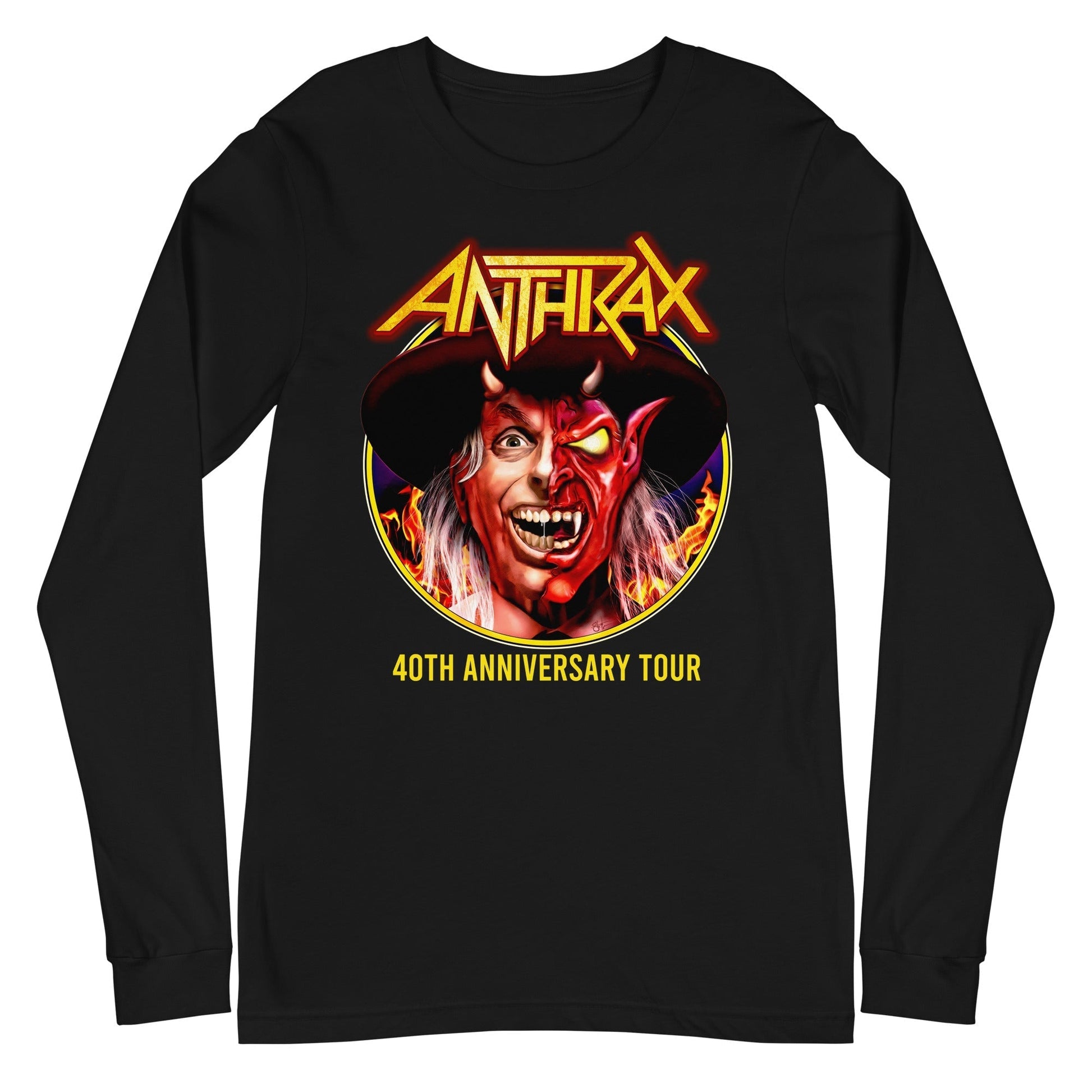 Anthrax Half Devil Mens Long Sleeve T Shirt Black - clothing by TeeHivey.com