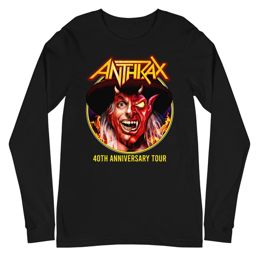 Anthrax Half Devil Mens Long Sleeve T Shirt Black - clothing by TeeHivey.com