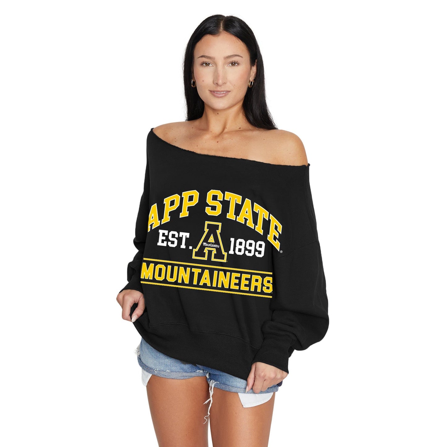 App State Off the Shoulder Sweatshirt - clothing by TeeHivey.com (Image 2)