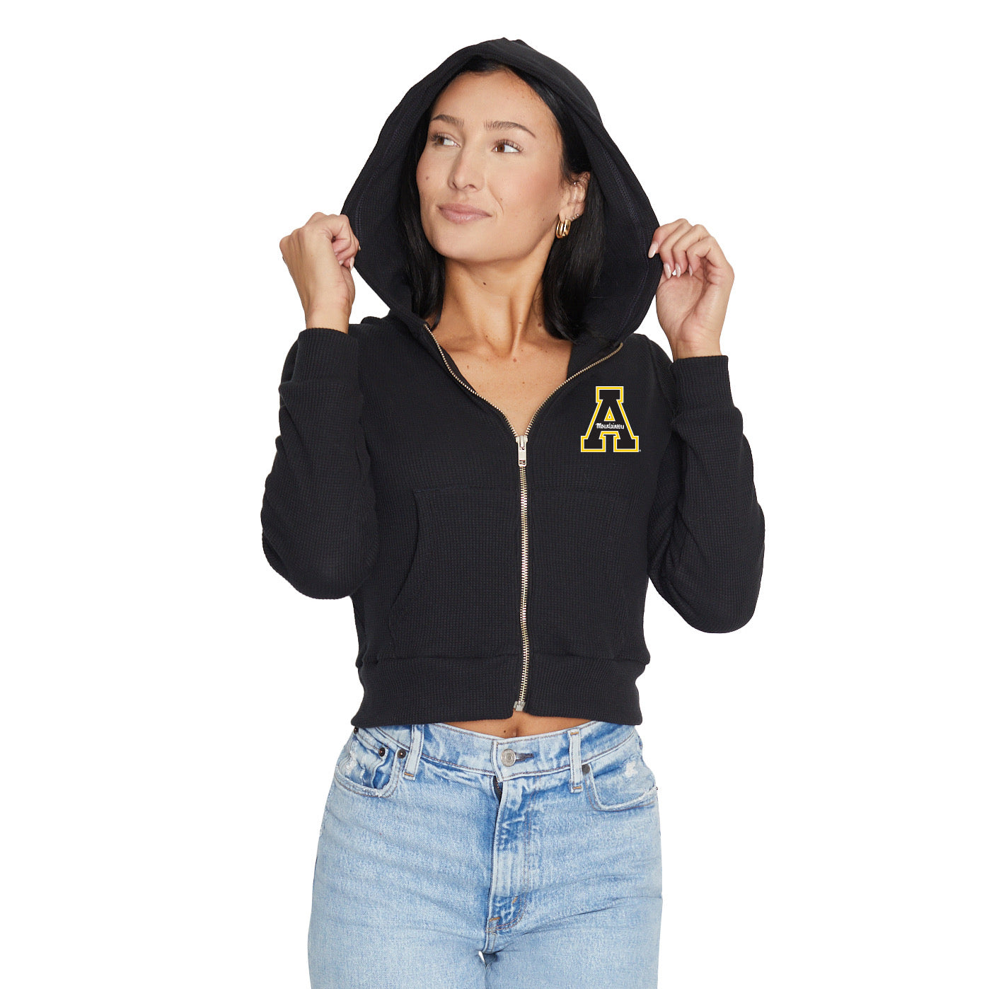 App State Waffle Knit Zip Up Womens Hoodie - clothing by TeeHivey.com (Image 1)