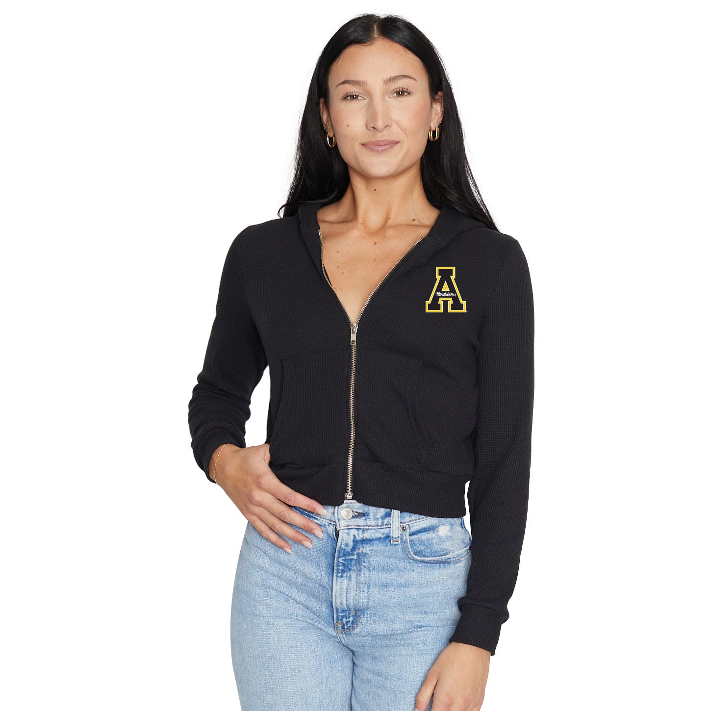 App State Waffle Knit Zip Up Womens Hoodie - clothing by TeeHivey.com (Image 3)