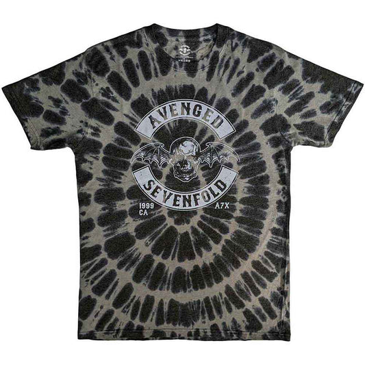 Avenged Sevenfold Deathbat Crest Mens Tie Dye T Shirt Grey