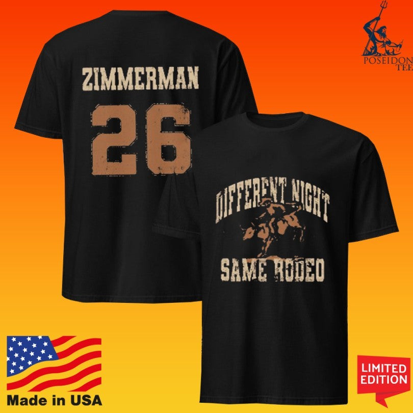 Bailey Zimmerman Different Night Same Rodeo 26 Brown Jersey T-shirt