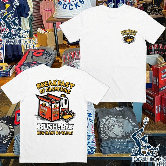 Bush Chook Breakfast Of Champions Bush-box How Many Do Ya Do T-shirt