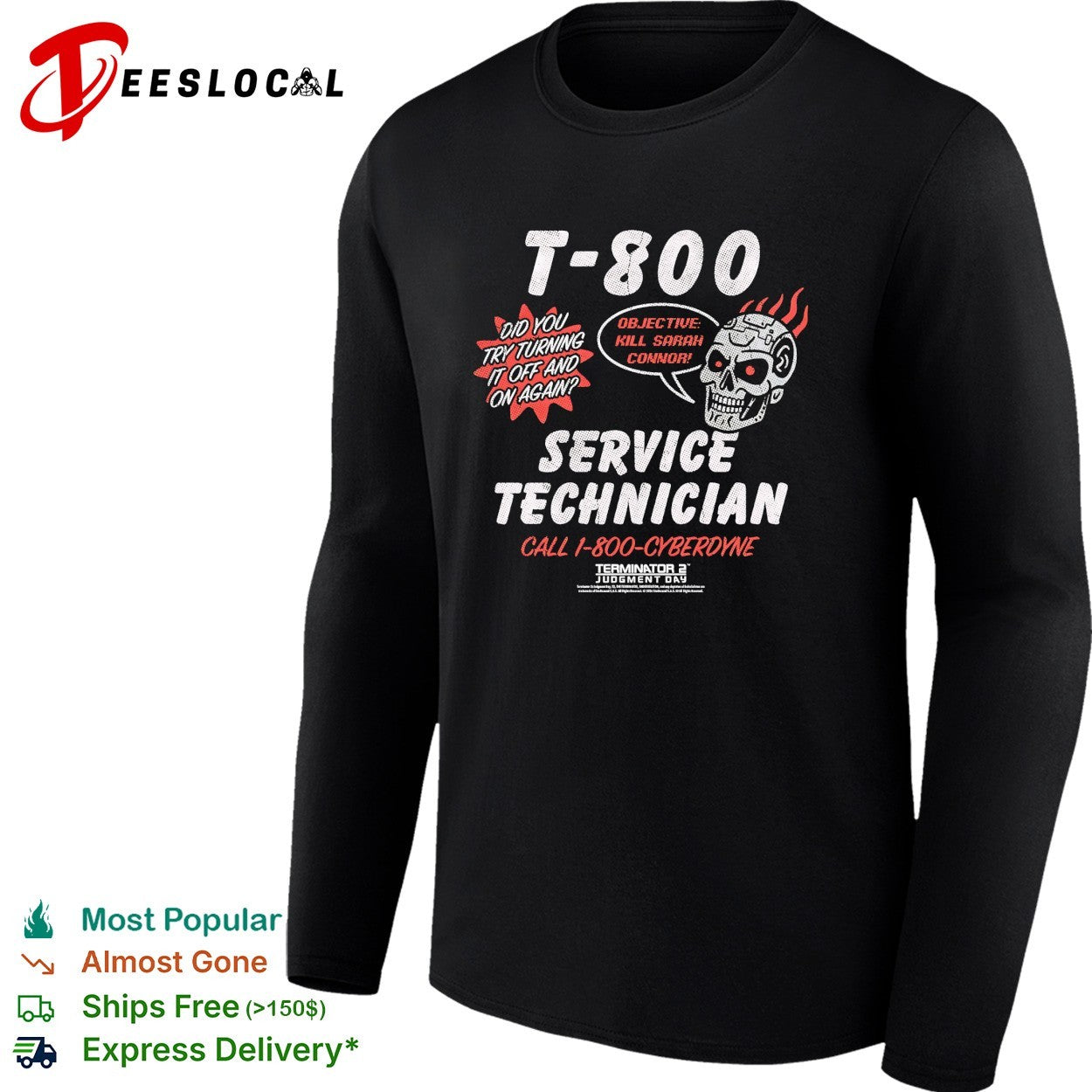 T-800 service technician Terminator 2 Judgment Day skull flames shirt