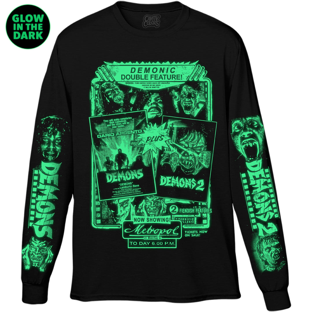 DEMONS DOUBLE FEATURE- LONG SLEEVE SHIRT (GLOW IN THE DARK)