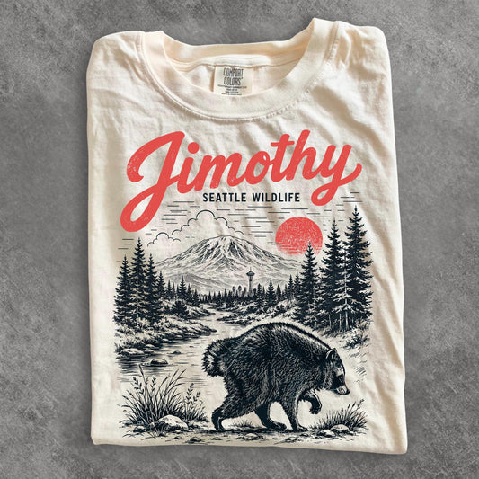 Jimothy Raccoon Seattle Raccoon Tee Round King Vintage Pacific Northwest Wildlife Comfort Colors Tee (1)