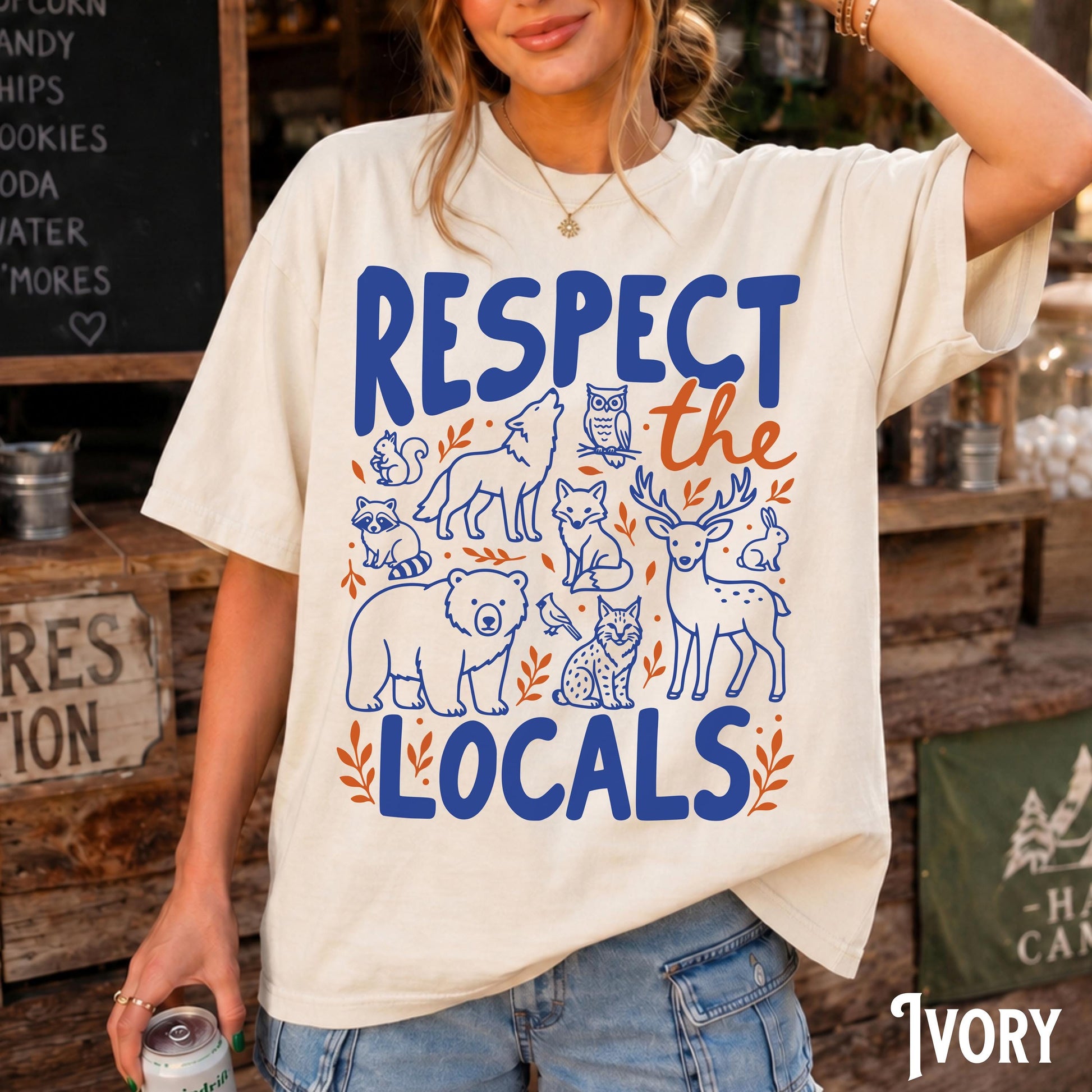 Comfort Colors National Park Respect Locals Tee Camping Granola Girl Nature Lover Park Ranger Woodland Animals (1)