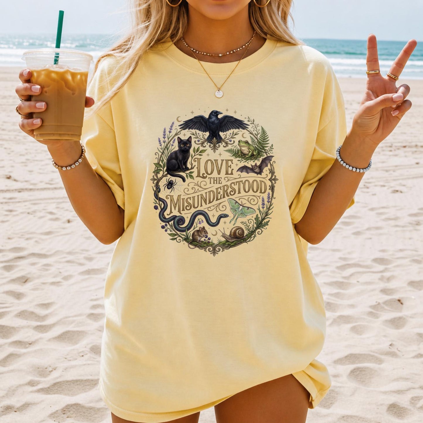 Love Misunderstood Comfort Colors Bat Raven Cat Snake Frog Moth Tee (4)