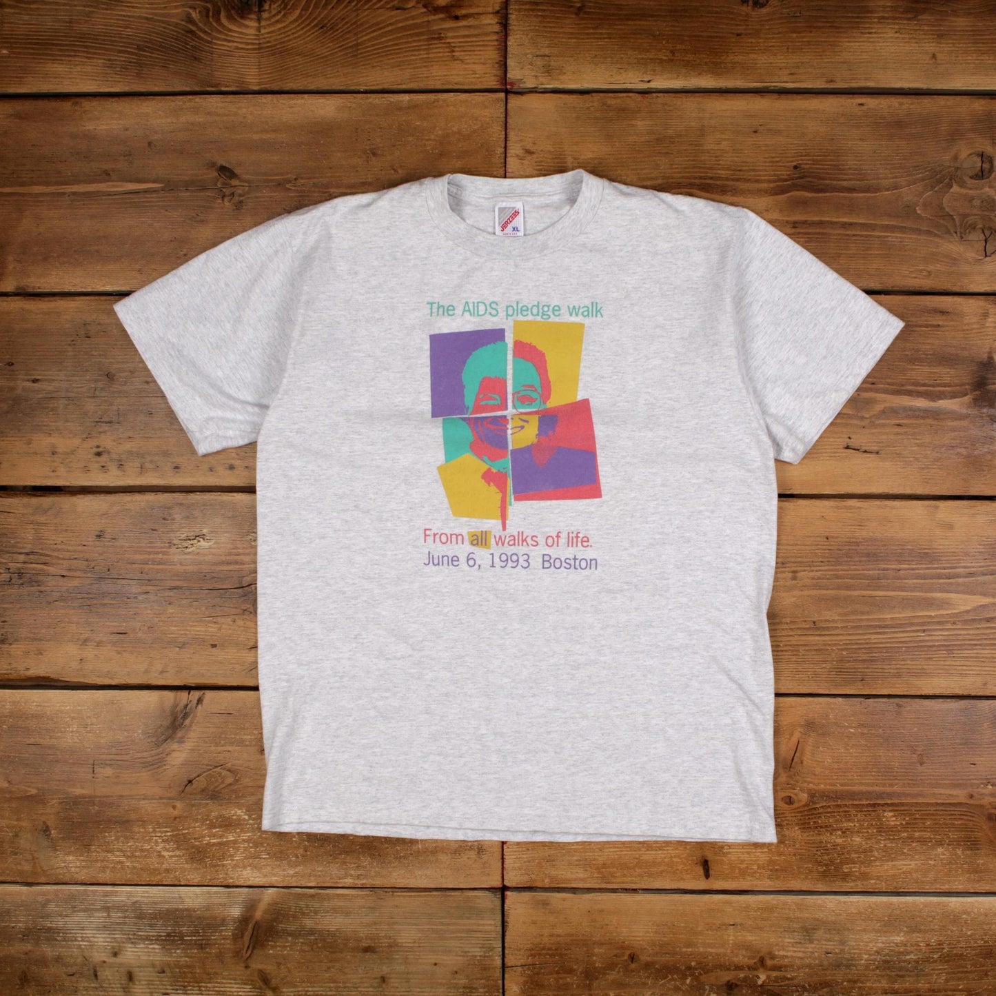 Vintage Jerzees Large 90s Usa Made Charity Grey Tee Unisex T-shirt, Sweatshirt, Hoodie (1)