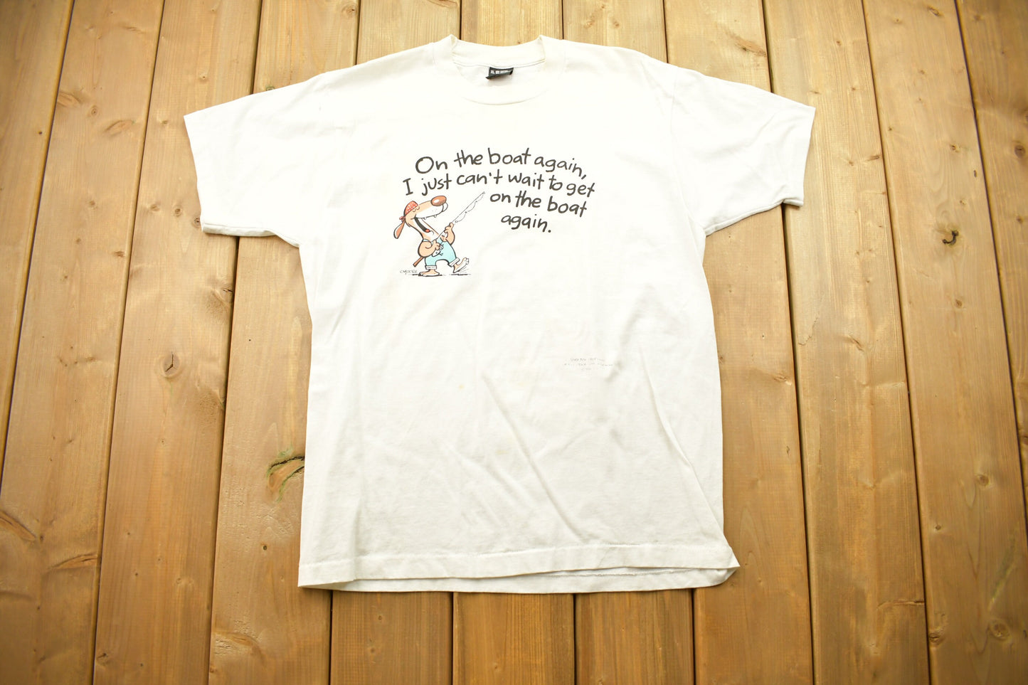 Vintage 1990s Fishing Boat Again Can'T Wait Get Boat Again Cartoon Made Usa (1)
