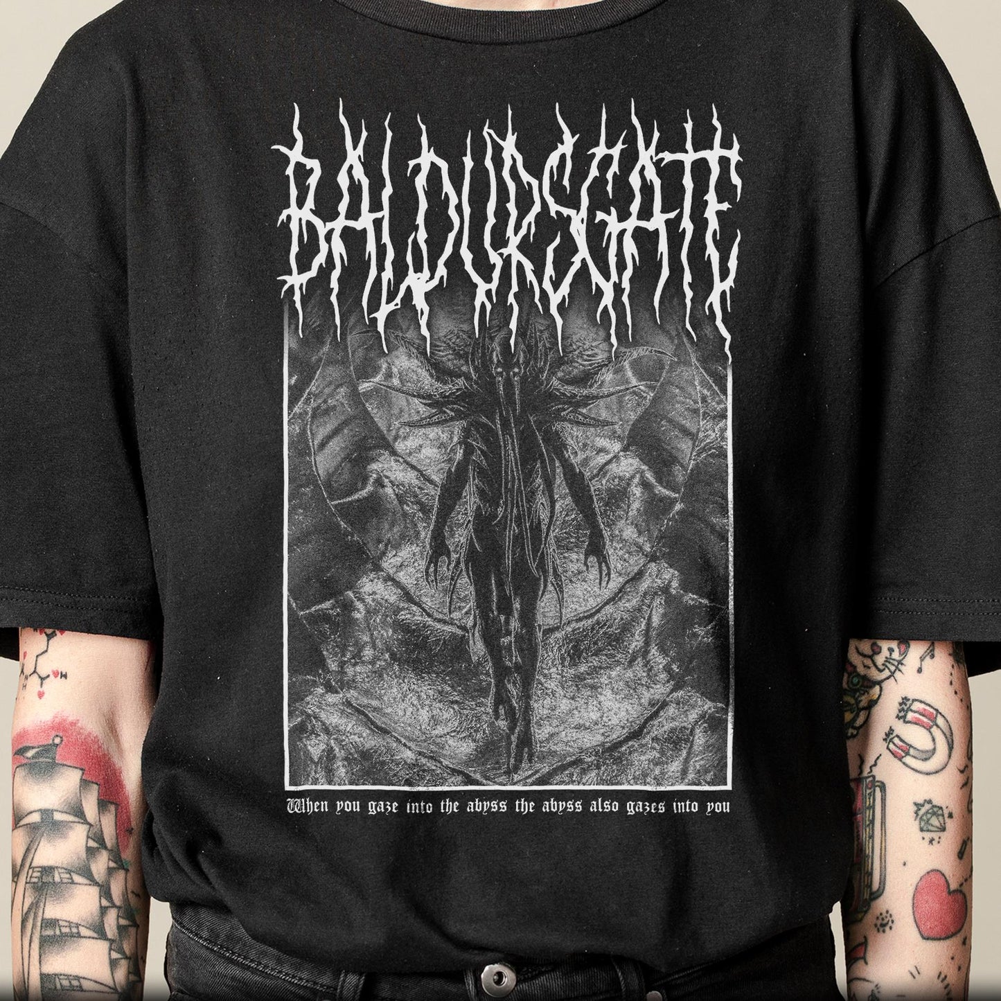 Baldurs Gate Black Metal Mindflayer Illithid Game Tee Unisex T-shirt, Sweatshirt, Hoodie (4)