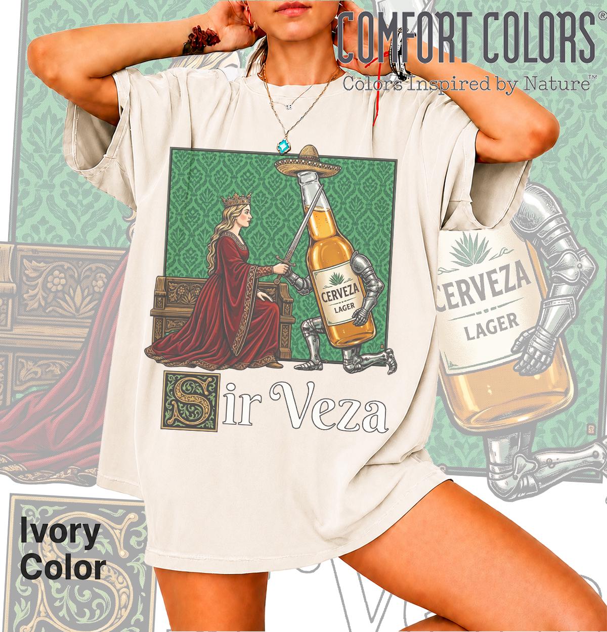 Sir Veza Medieval Beer Vintage Knight Ale Fantasy Drinking Renaissance Humor Tee Bk (3)