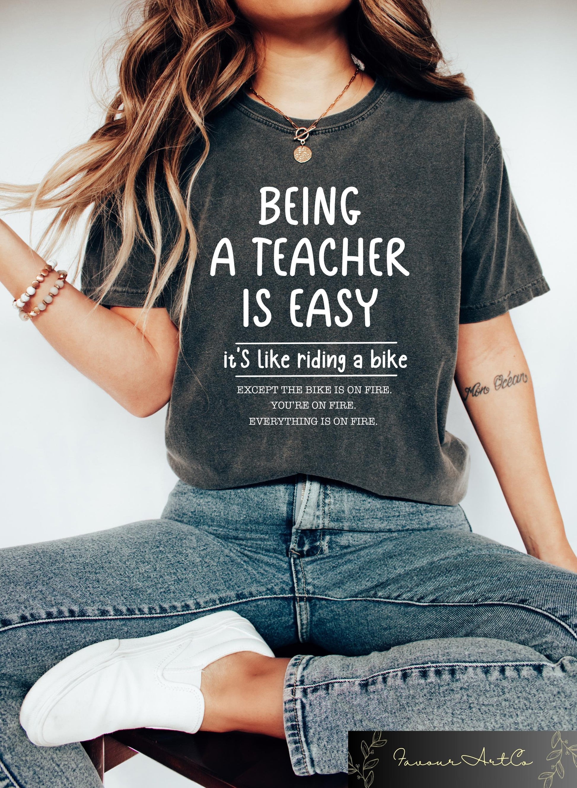 Teacher Easy It'S Like Riding Bike Teacher Meme Back School Teacher Tee Teacher (1)