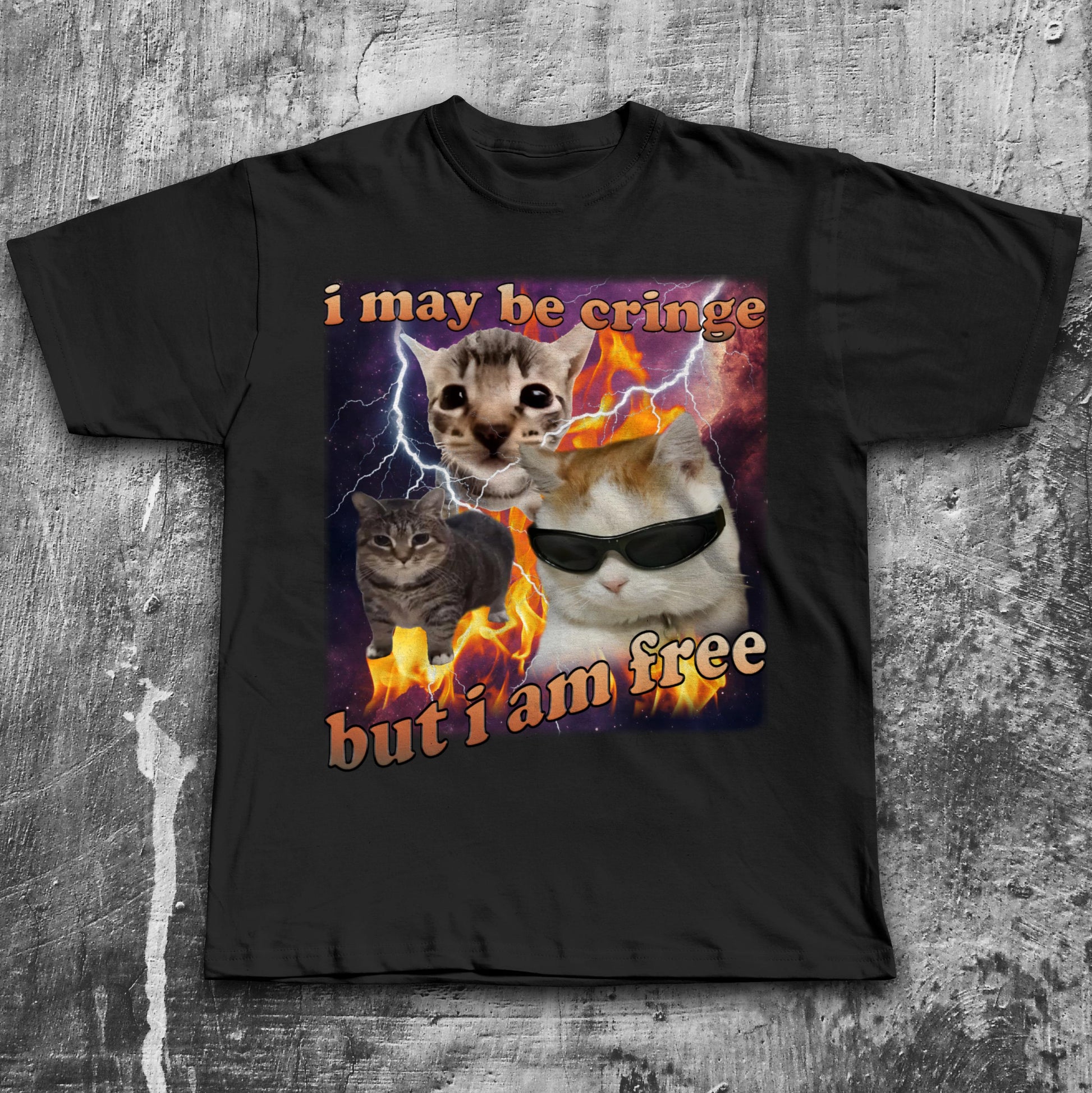 May Cringe Am Free Cat Meme Tee Woman Man Silly Cats Stupid Joke Ironic (1)