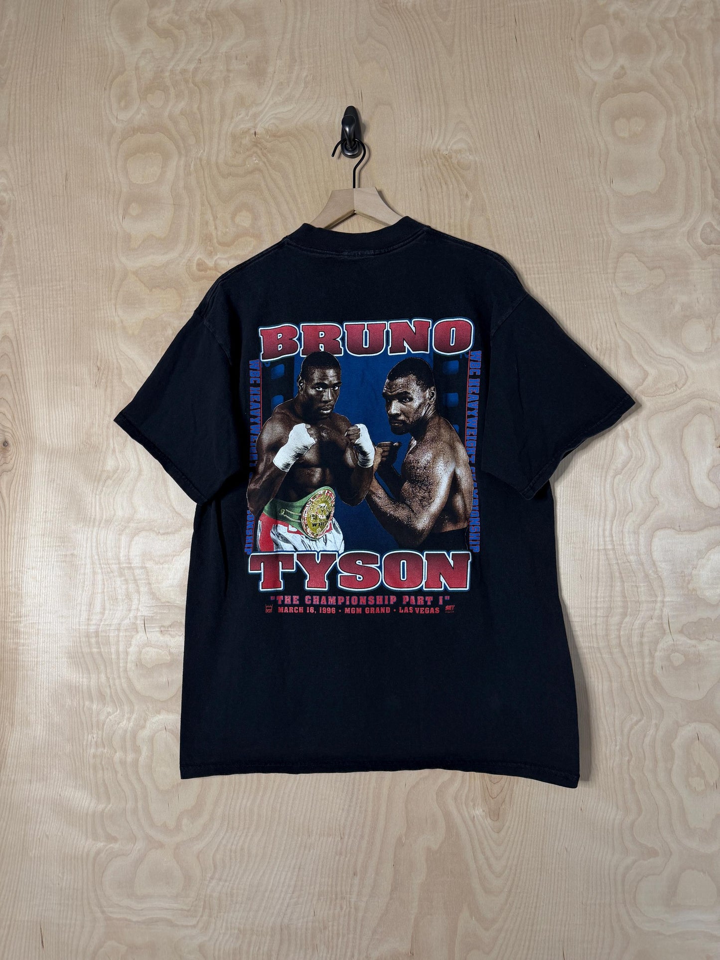 Vintage 90s Mike Tyson Frank Bruno Fight Promo Black Size Xl (1)