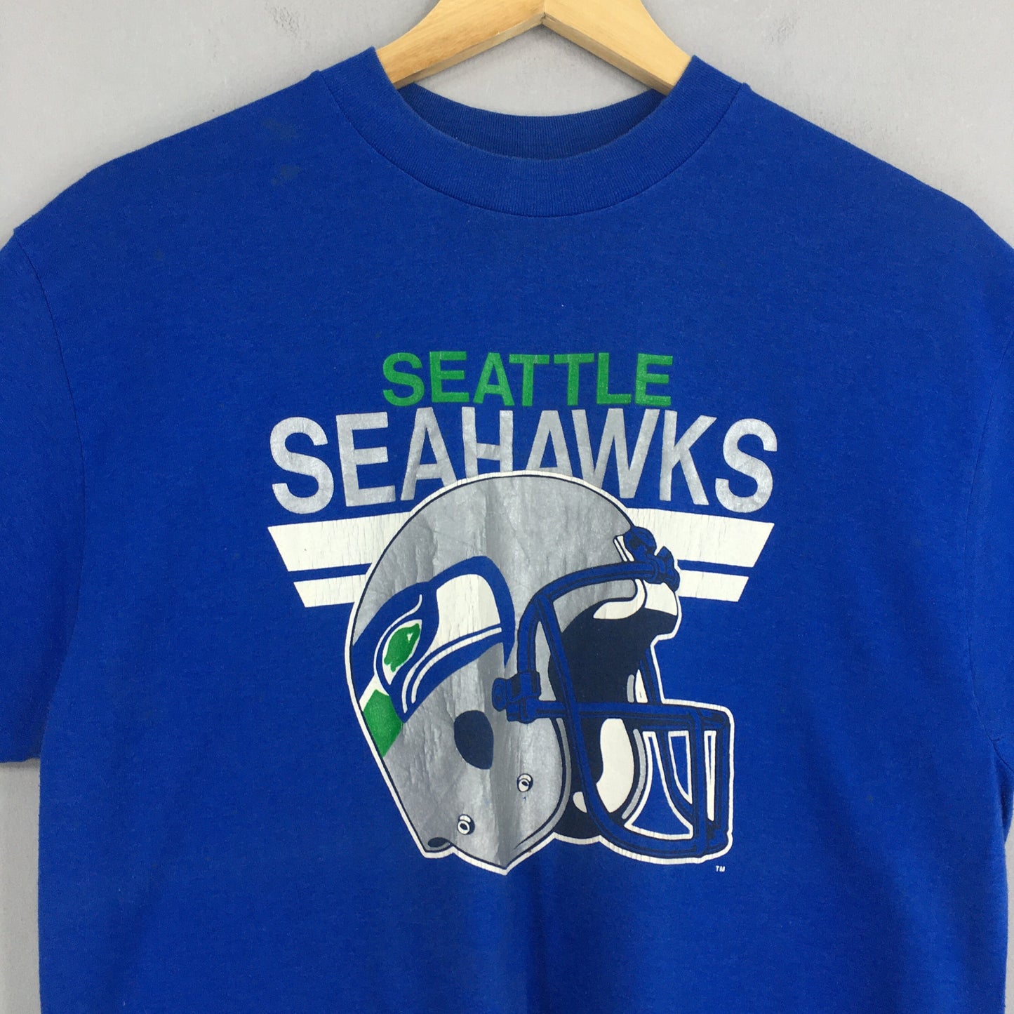 Vintage 90'S Seattle Seahawks Football Nfl Blue Xlarge Seattle Seahawks Rugby American Football Nfl Tees Seahawks Jersey Size Xl (2)