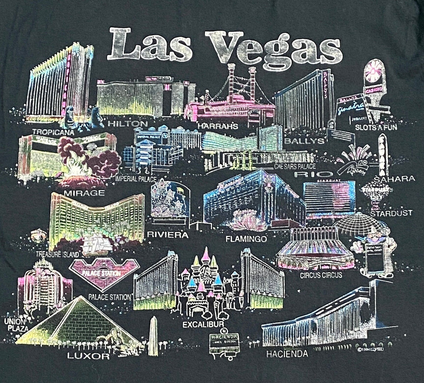 Vintage Las Vegas Tee Fruit Loom Made Usa Size Large Hotel Casino Gambling Nevada 1990s 90s (3)