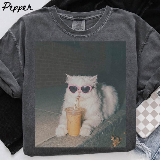 Persian Cat Comfort Colors Iced Coffee Cat Mom Mothers Day Cat Mama Tee Pet (1)