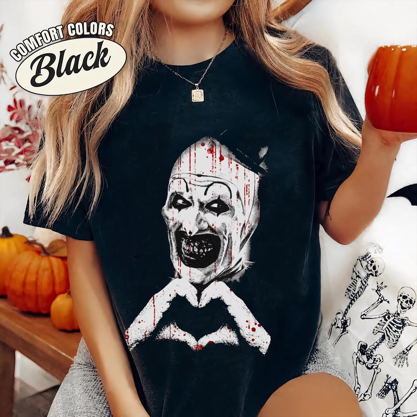 Art Clown Terrifier Scary Horror Clown Creepy Heart Hands Tee Spooky Slasher Fan Halloween Horror Movie (4)