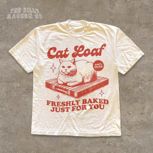 Cat Loaf Cat Meme Tee Vintage Retro Cat Lover Freshly Baked Tee (1)