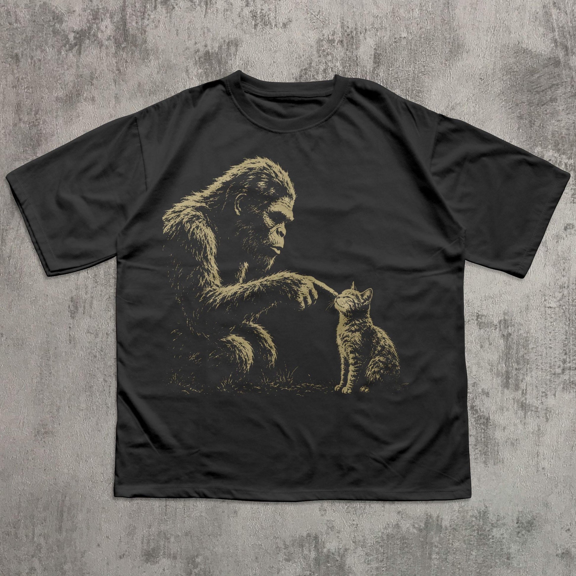 Bigfoot Booping Ca Sasquatch Cat Lover Tee Bigfoot Kitten Cryptid Lover Comfort Colors Tee (3)