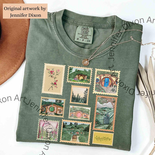 Tolkien Inspired Fantasy Shire Vintage Stamp Bookish Fellowship Tolkien Comfort Colors Nerdy Fan (1)