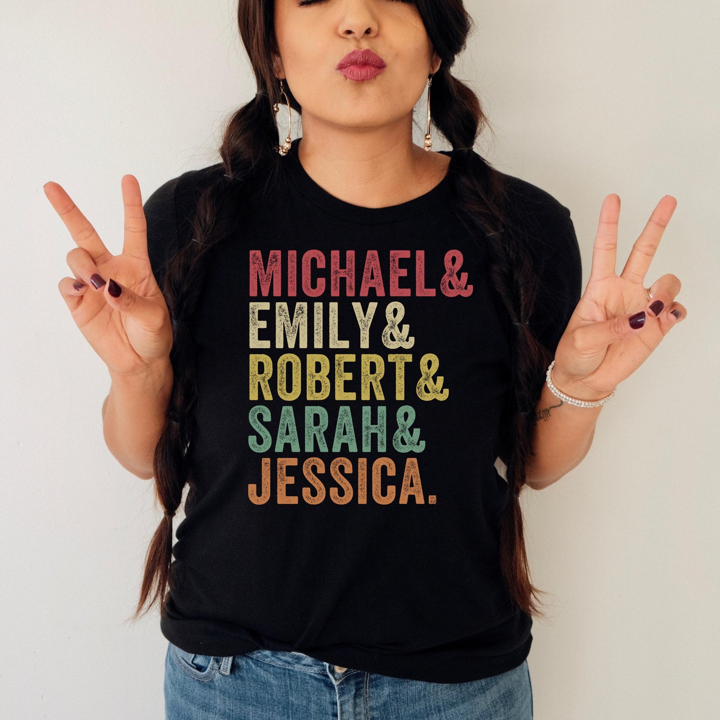 Custom Names Lis Personalized Ampersand Tee Family Names Customized Group Names Name Reunion (3)