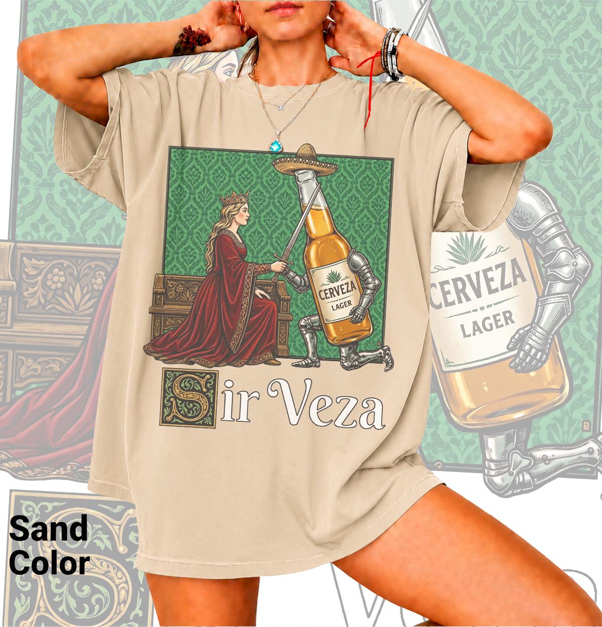 Sir Veza Medieval Beer Vintage Knight Ale Fantasy Drinking Renaissance Humor Tee Bk (4)